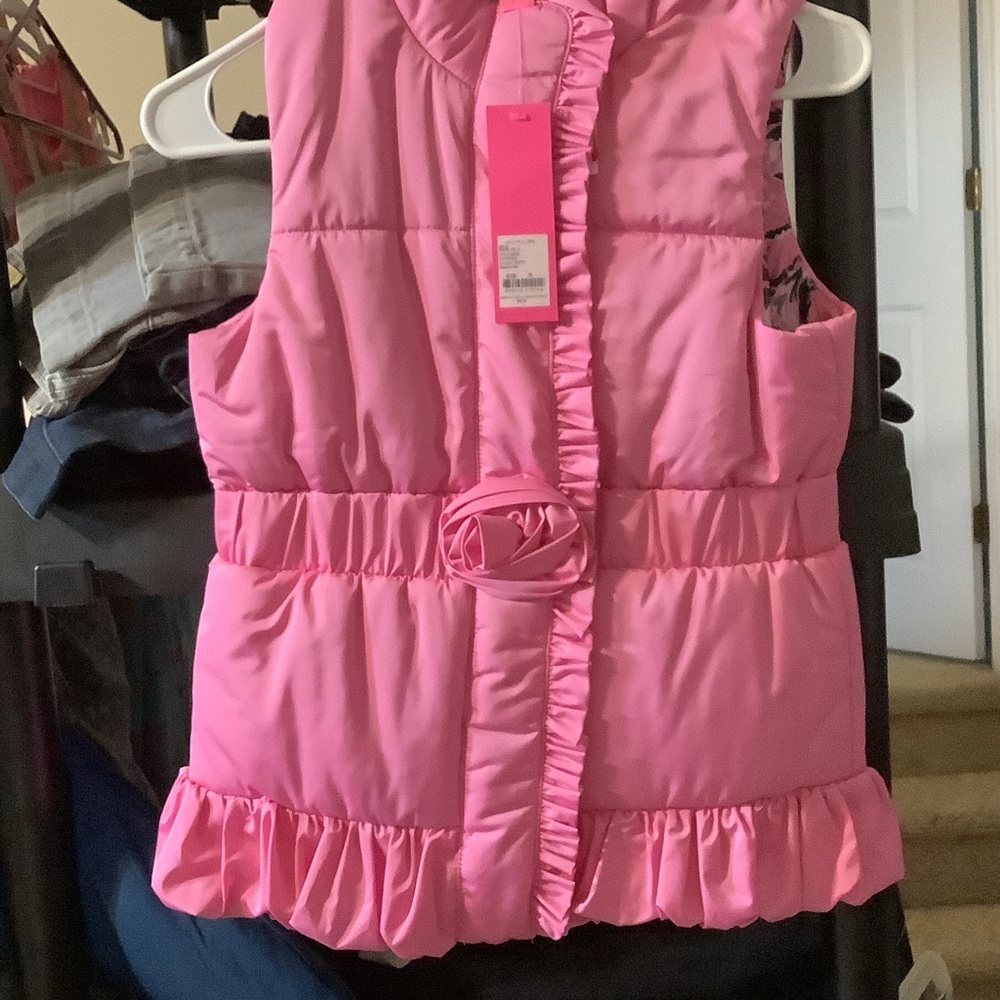 Lilly Pulitzer Hibiscus Pink Quilted Vest, girls XL, new